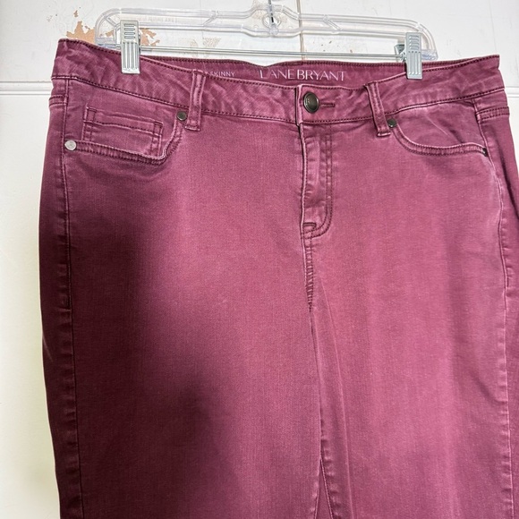 Lane Bryant Mid Rise Super Stretch Skinny Jeans Maroon Wine Purple Size 14 - Picture 3 of 9
